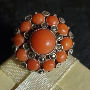 SOLD SOLD Sterling Silver Squash Blossom Coral Size 5 1/2